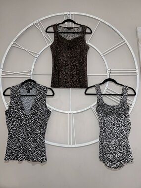 3x White House Black Market Animal Print Tank Top Lot